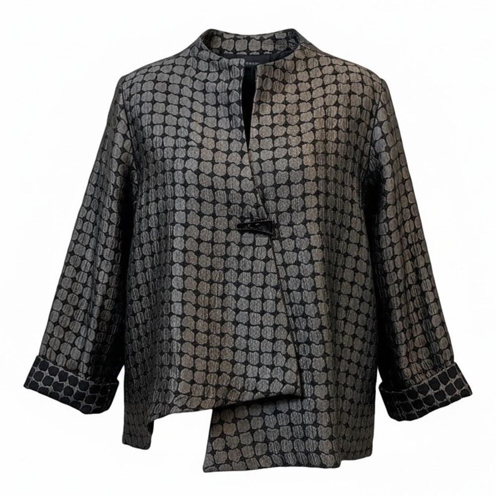 SOLD IC By Connie K Kimono Jacket Women's Large Silver Crepe Layered Lagenlook